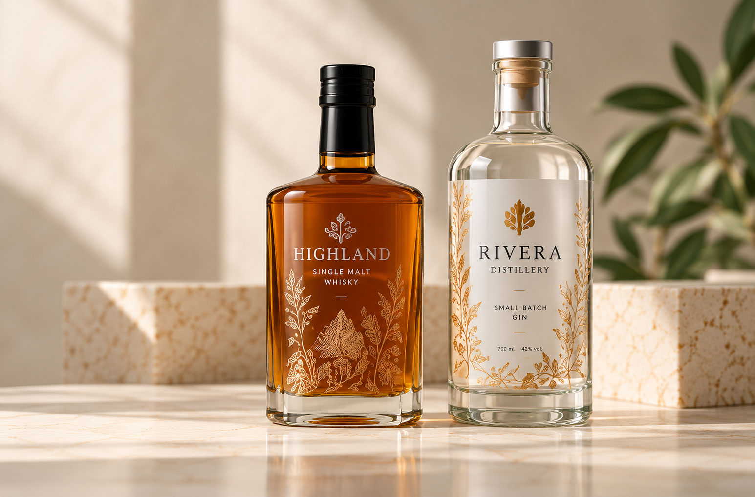 Highland-Whisky-and-Rivera-Gin-Still-Life image